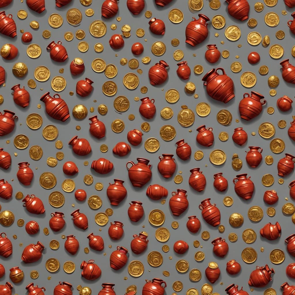 Hyperrealistic Roman Amphora Filled with Gold Coins