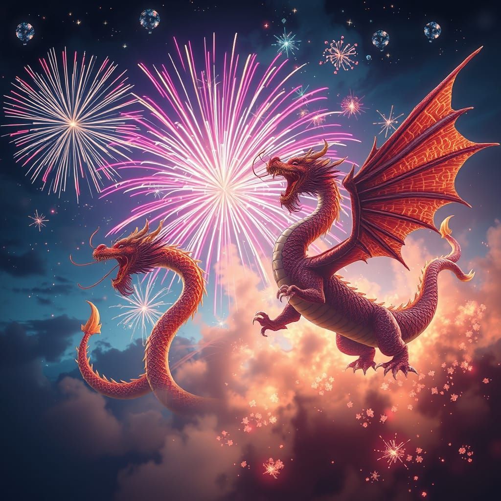 Spectacular Dragon Fireworks Light Up Night Sky