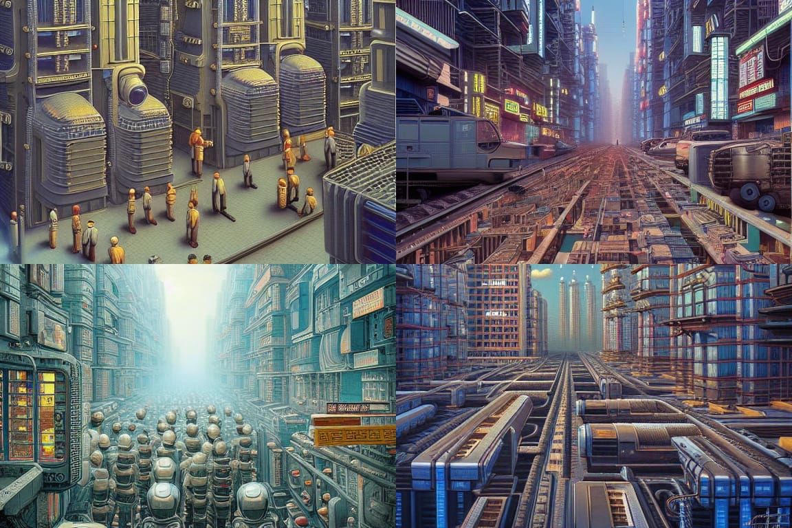 Robotic Builders Construct Cyberpunk City: Hyperrealistic Sc...