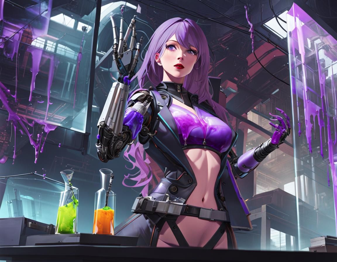 Cyberpunk Mad Scientist with Robotic Arm