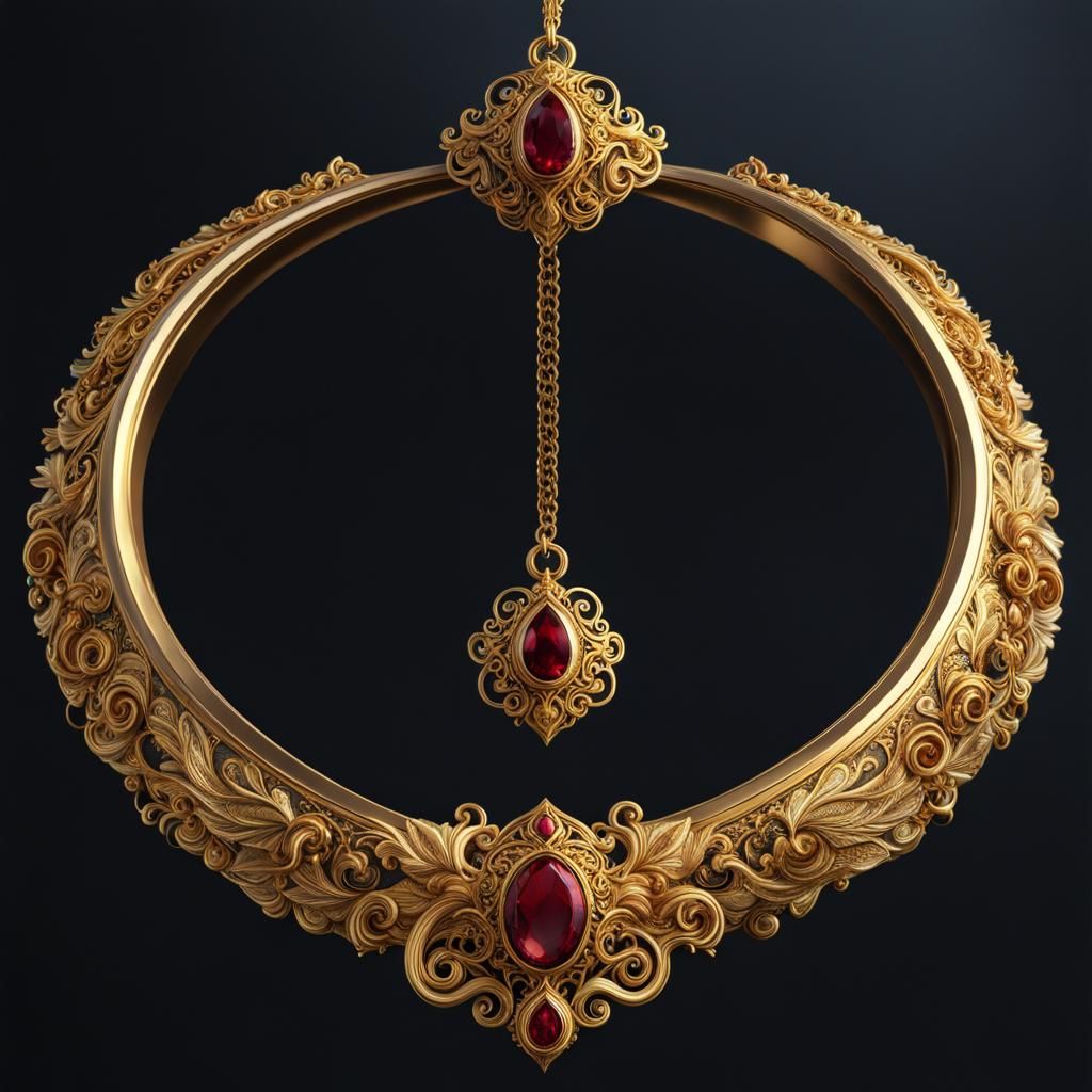 Detailed Gold Necklace in Fantasy Concept Art