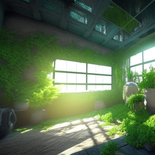 Green House in 3D Game Cinematic Style