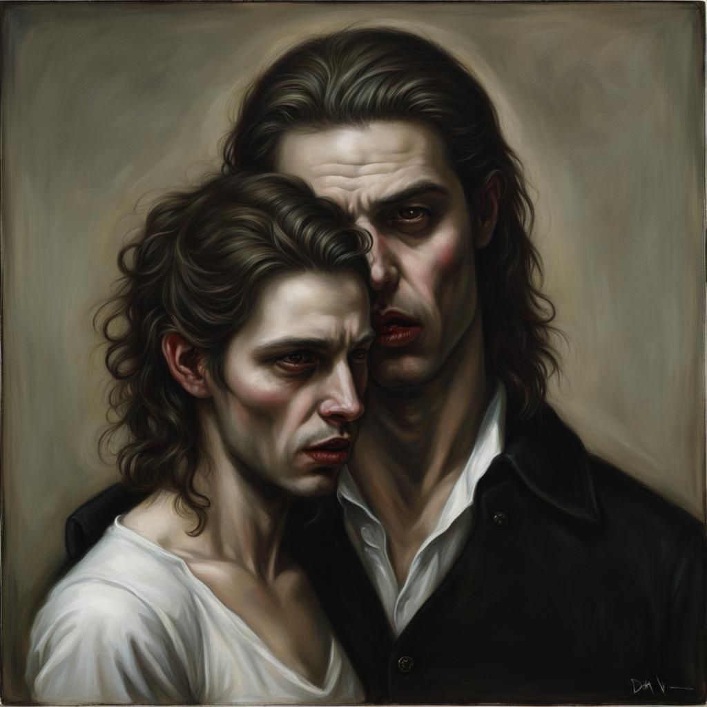 Male Vampire in Urban Setting, Street Art Style