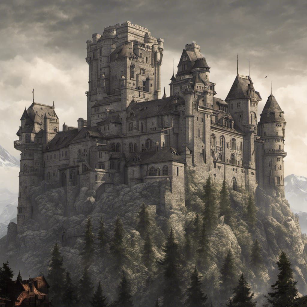 Detailed Castle Wolfenstein Illustration