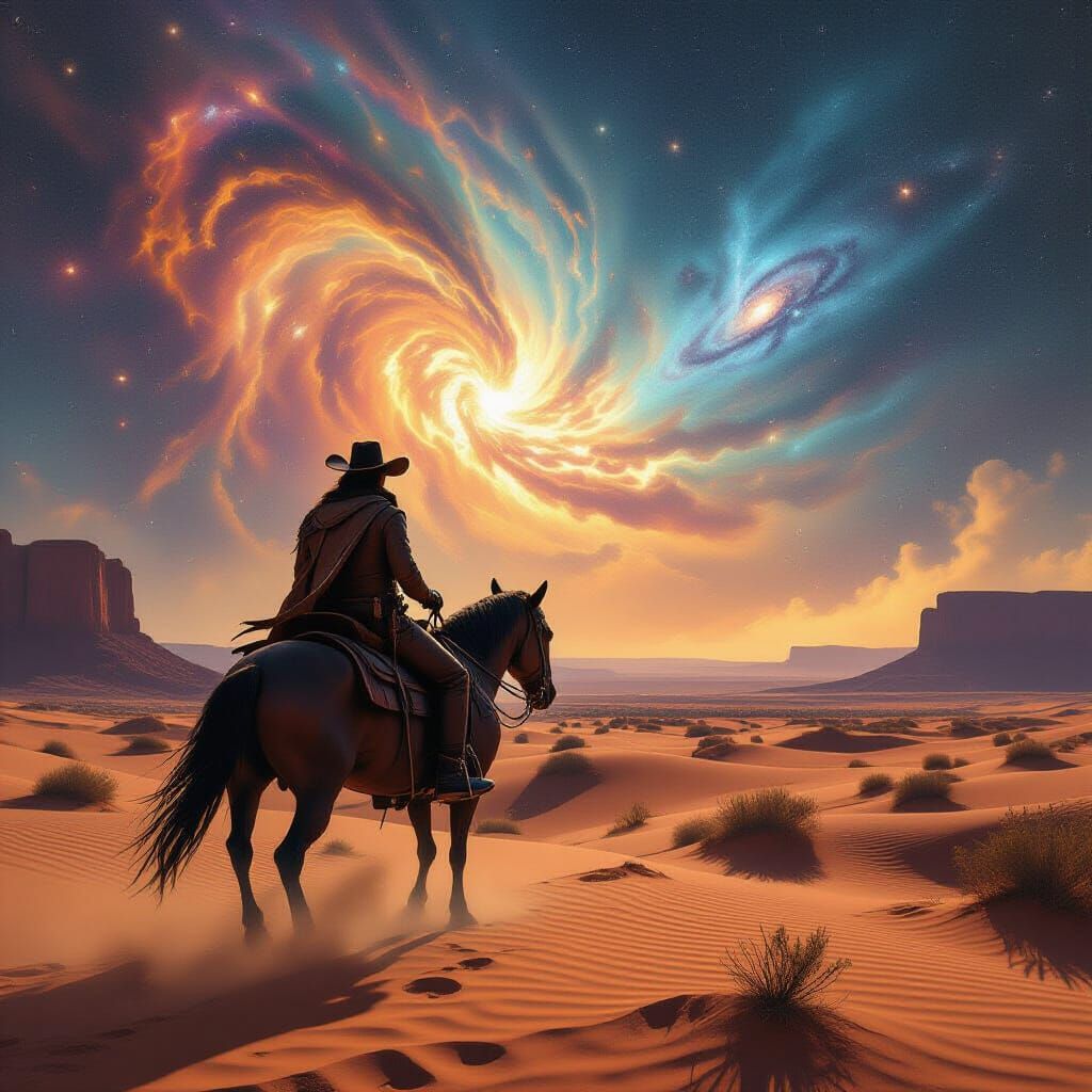 Cowboy on Spectral Horse in Cosmic Desert