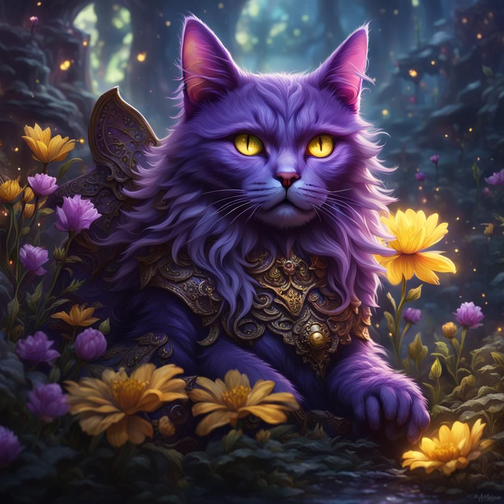 Hyperdetailed Fairy Cat Concept Art in Dark Fantasy Style