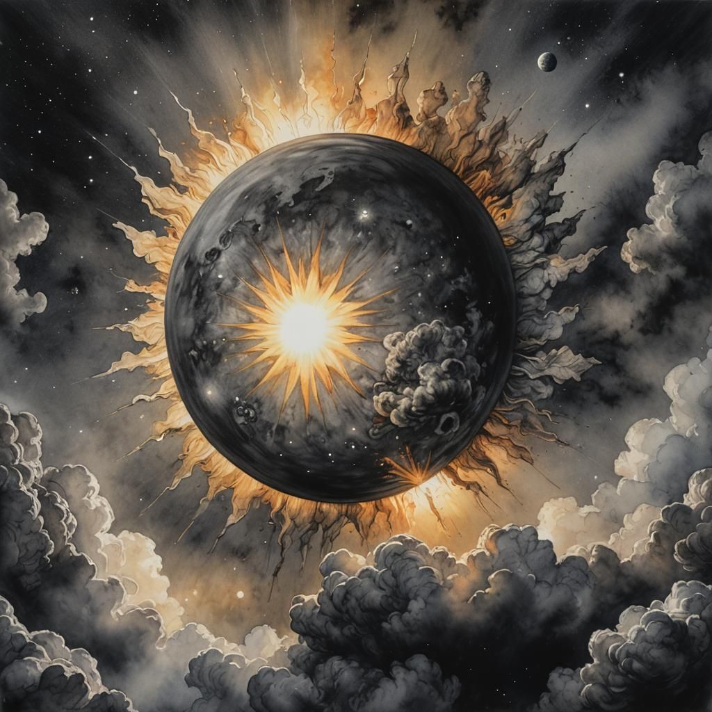 Hyperrealistic Sunlight in Watercolor Charcoal Style