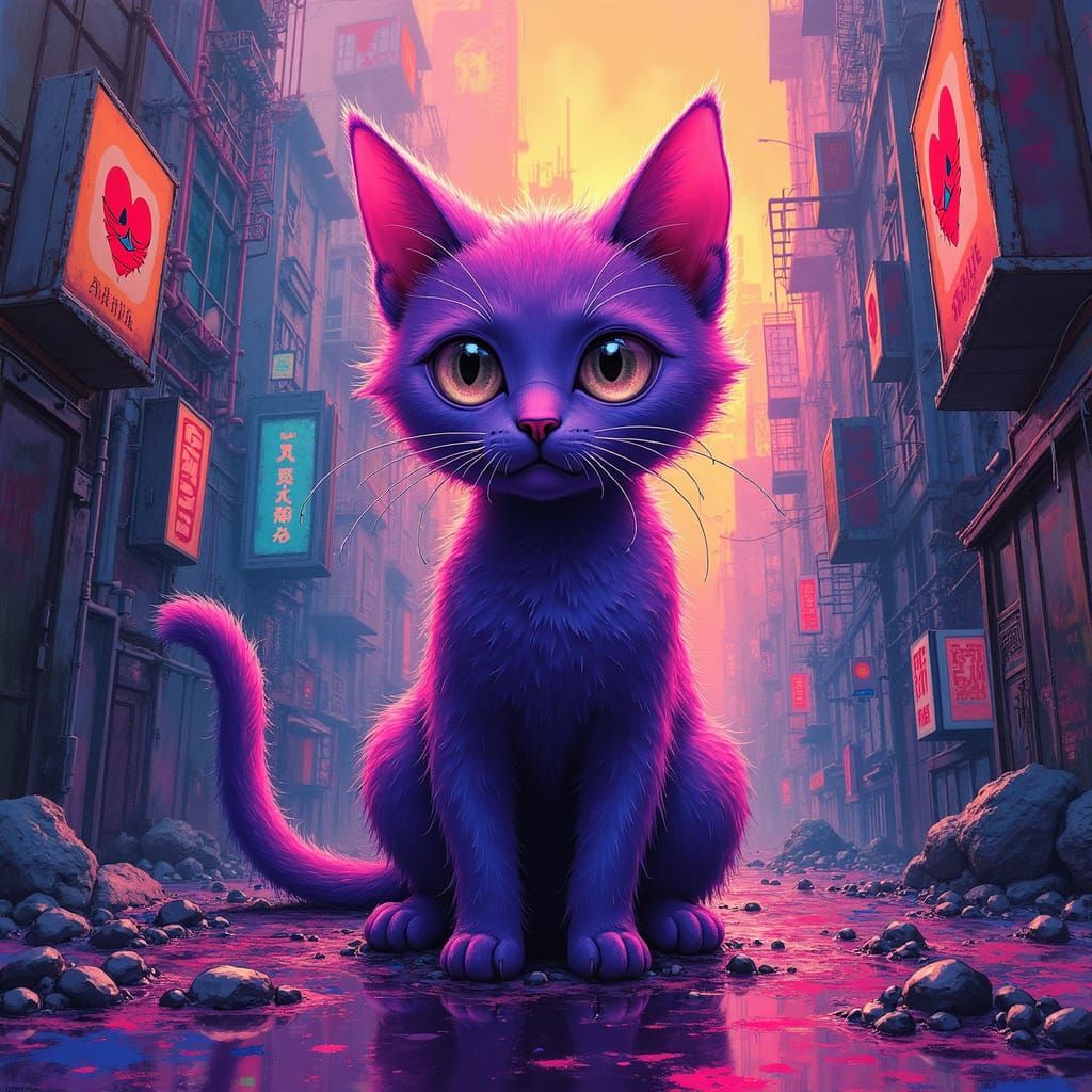 A sweet purple cat