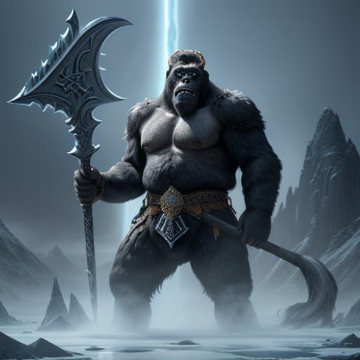 Colossal Frost Gorilla King with Ice Glaives