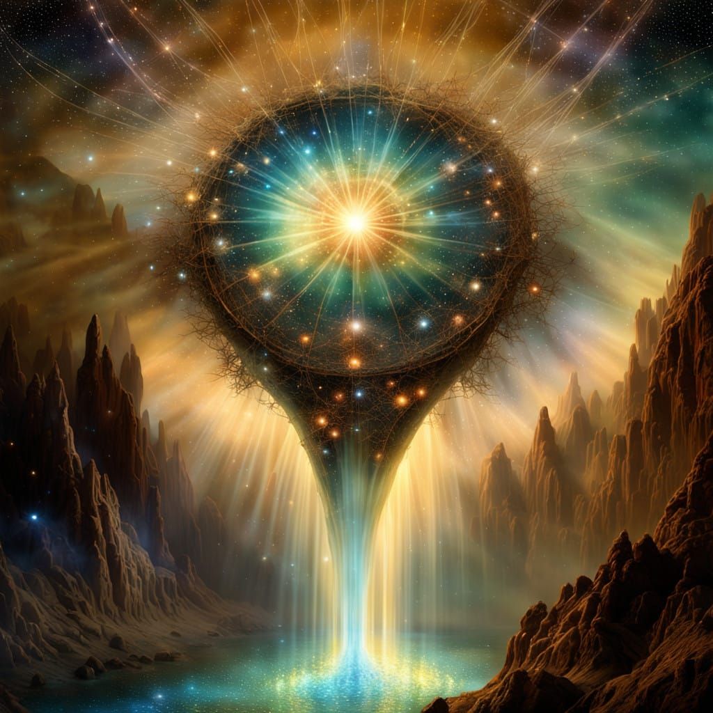 Ethereal Cosmic Gateway Unfurls Khaki Hues