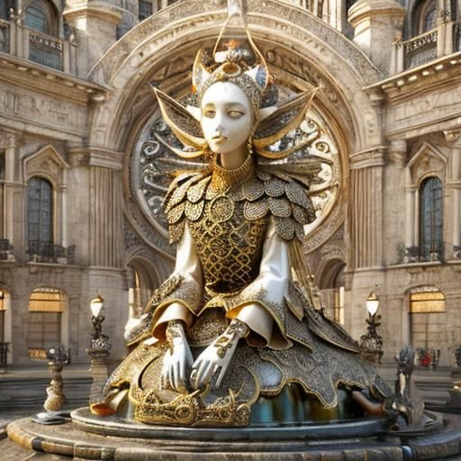 Psychedelic Surreal Fountain in 3D Rendering