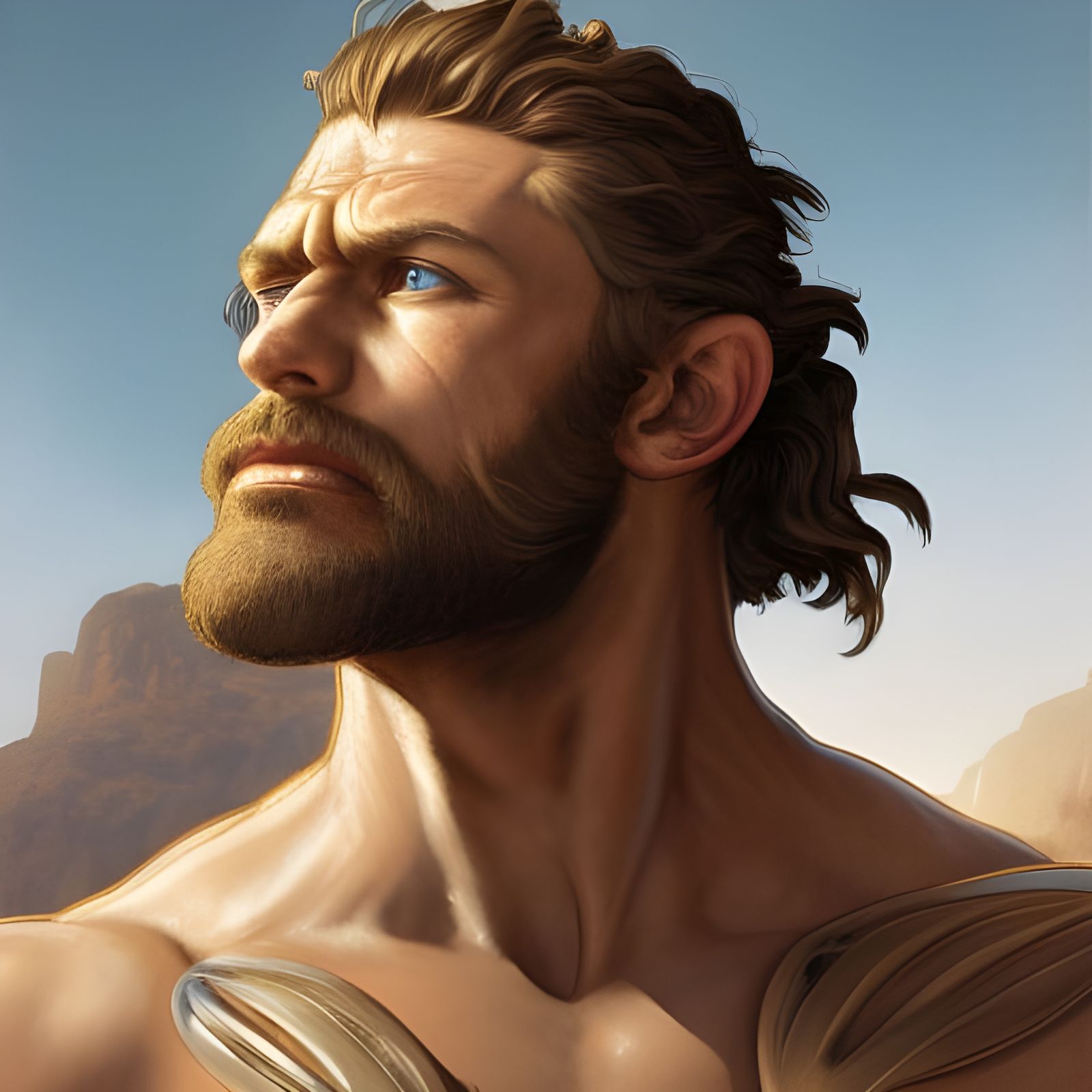 Detailed Portrait of Roman Gladiator in Fantasy Art Style