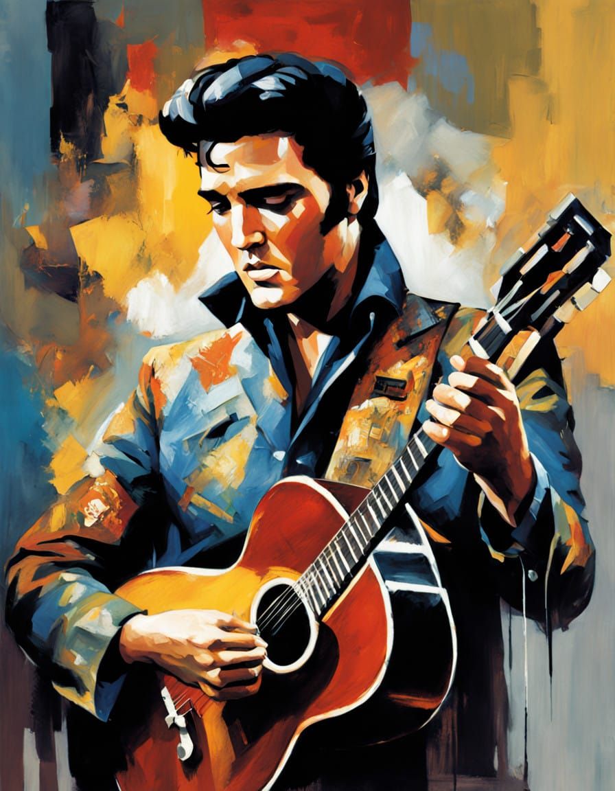 Surrealist Cubist Masterpiece: Elvis's Turbulent Emotions Un...