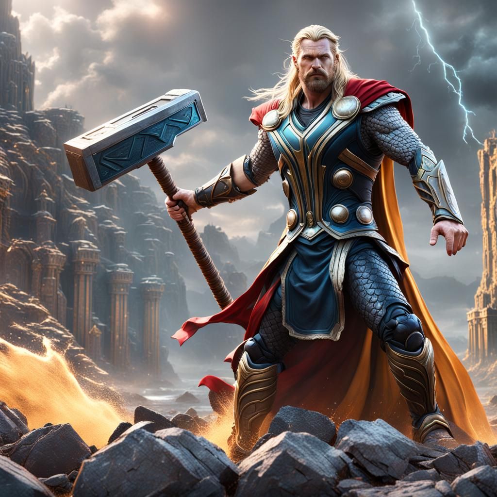 Detailed Matte Painting of Thor in Unreal Engine 5