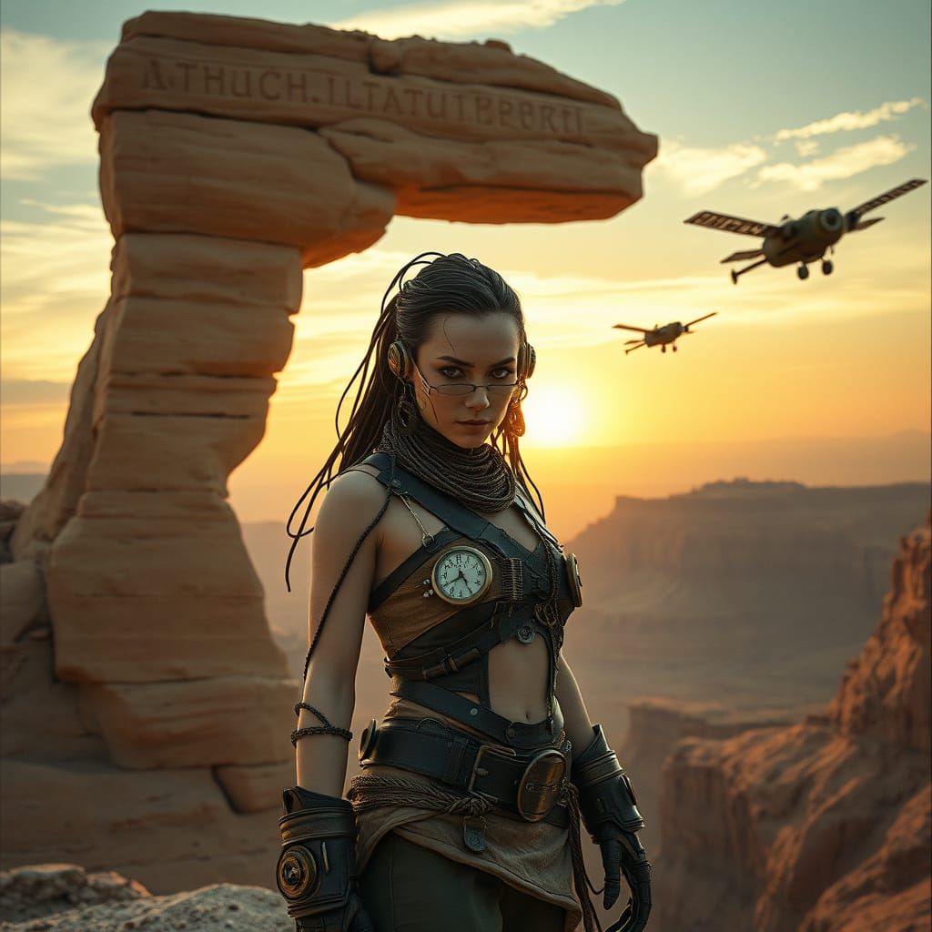 Cyborg Maiden of the Ancient Wastes in a Photorealistic Cine...