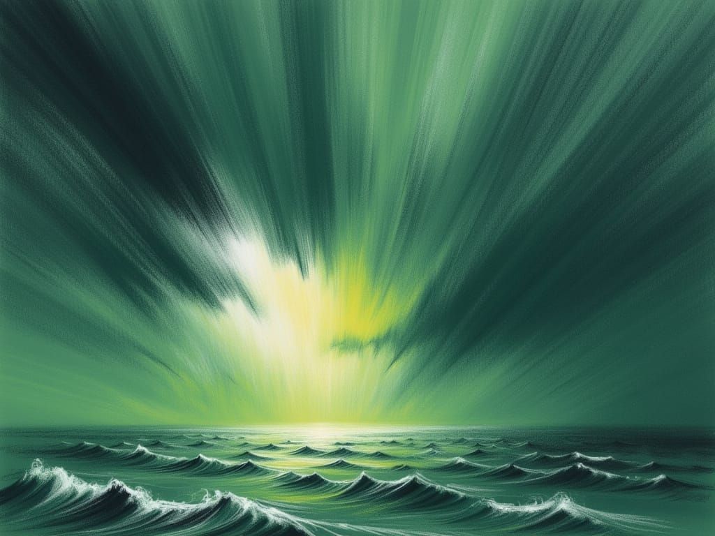 Epic Storm Over Green Lake as Abstract Painting