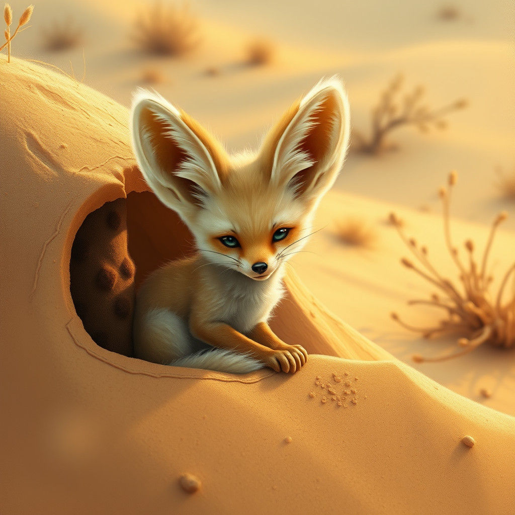 Fennec Fox Kit in Desert Burrow