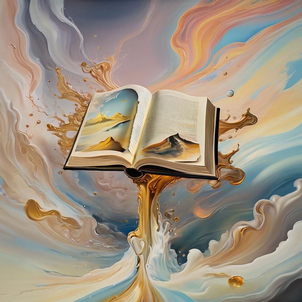 Surreal Book Radiating Wisdom and Beauty