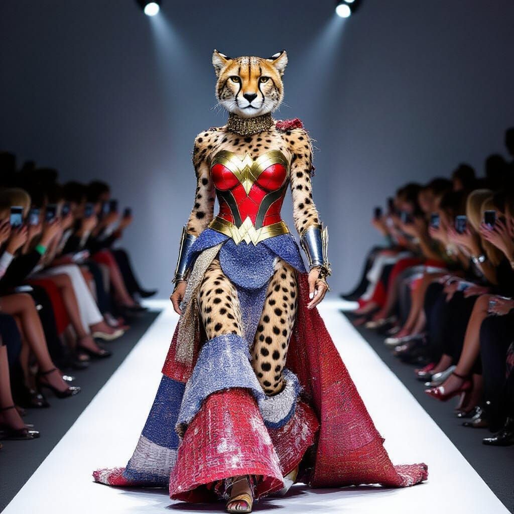 Wonder Woman Cheetah on Milan Catwalk as Digital Art