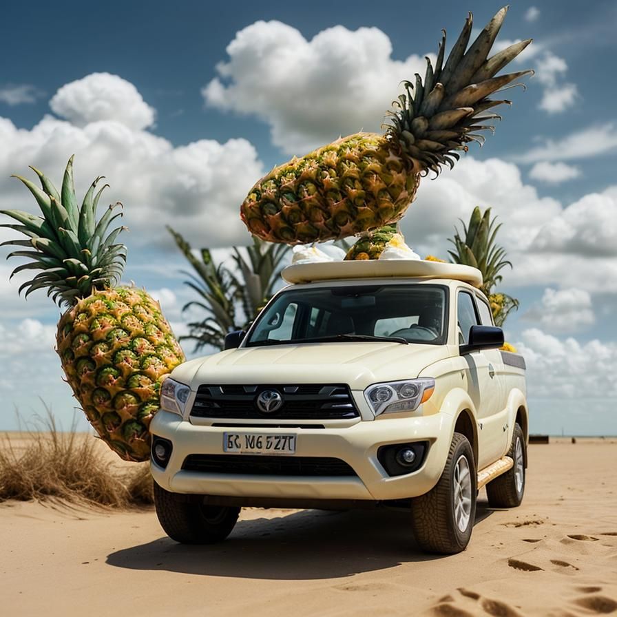 Dinosaur Toyota Truck in Surreal 8K Landscape