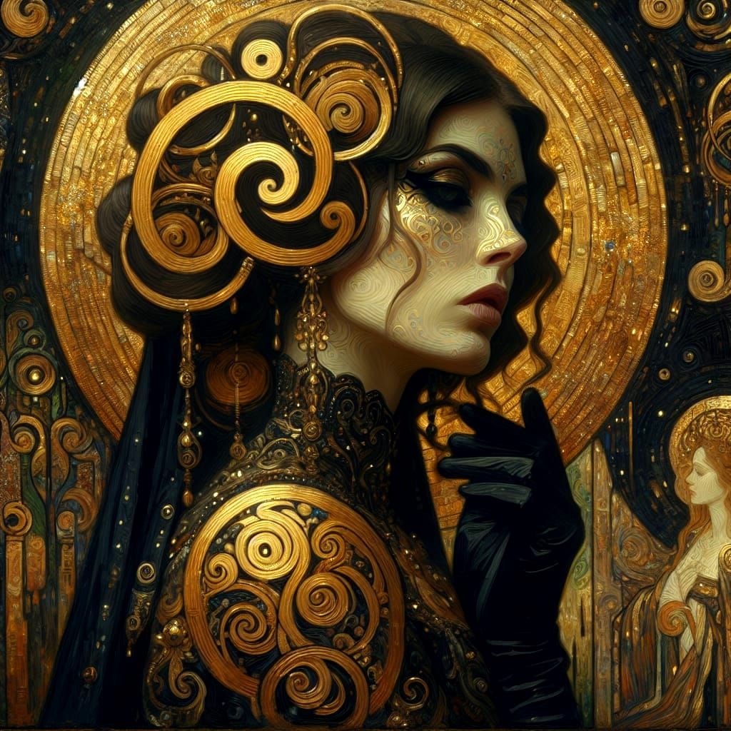 Elegant Victorian Gothic Lady in Gold Accents
