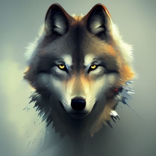 Hyperdetailed Wolf Portrait in Art Nouveau Style