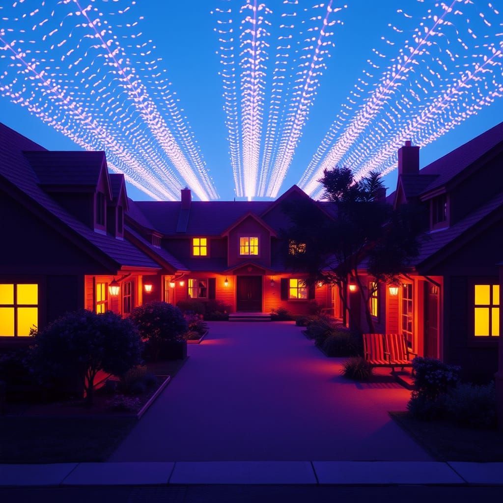 Intricate Mid-Century Modern Art with Dynamic Lighting