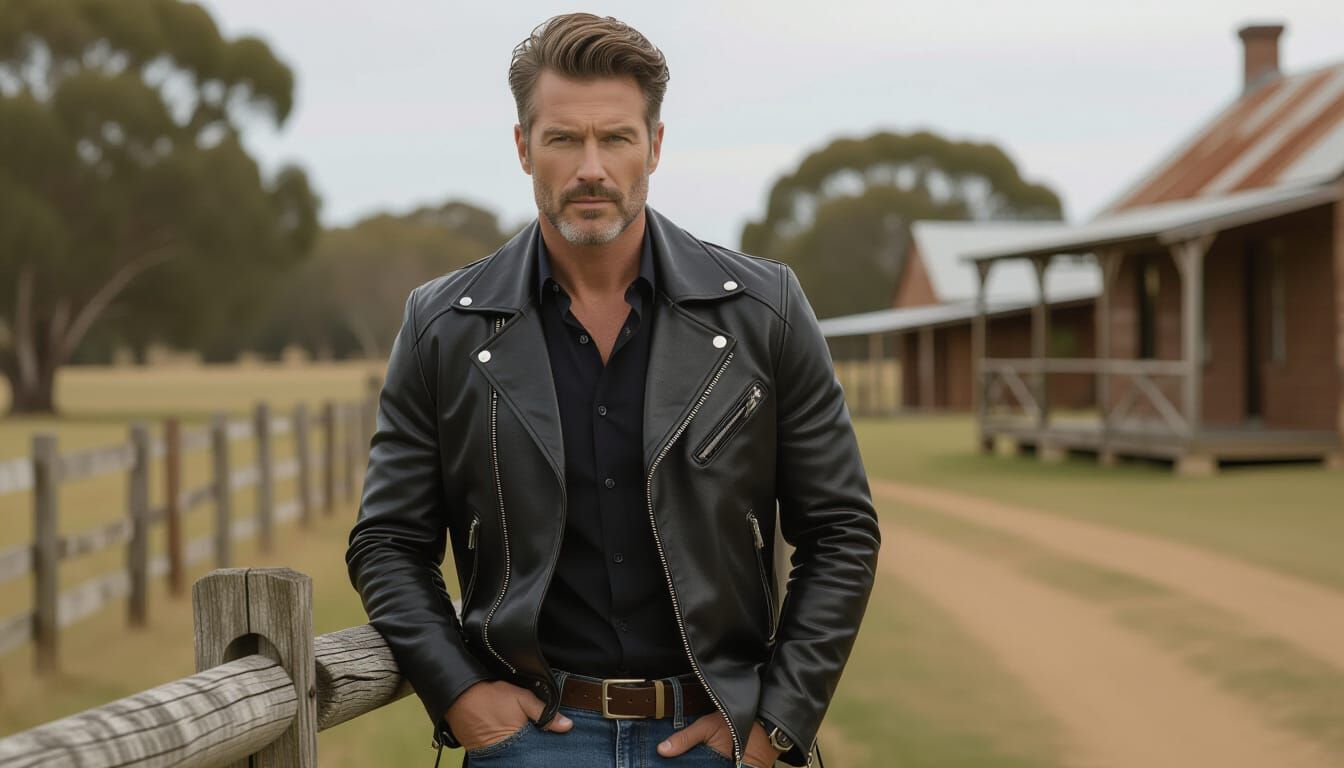 Dapper Gentleman in Black Leather Jacket