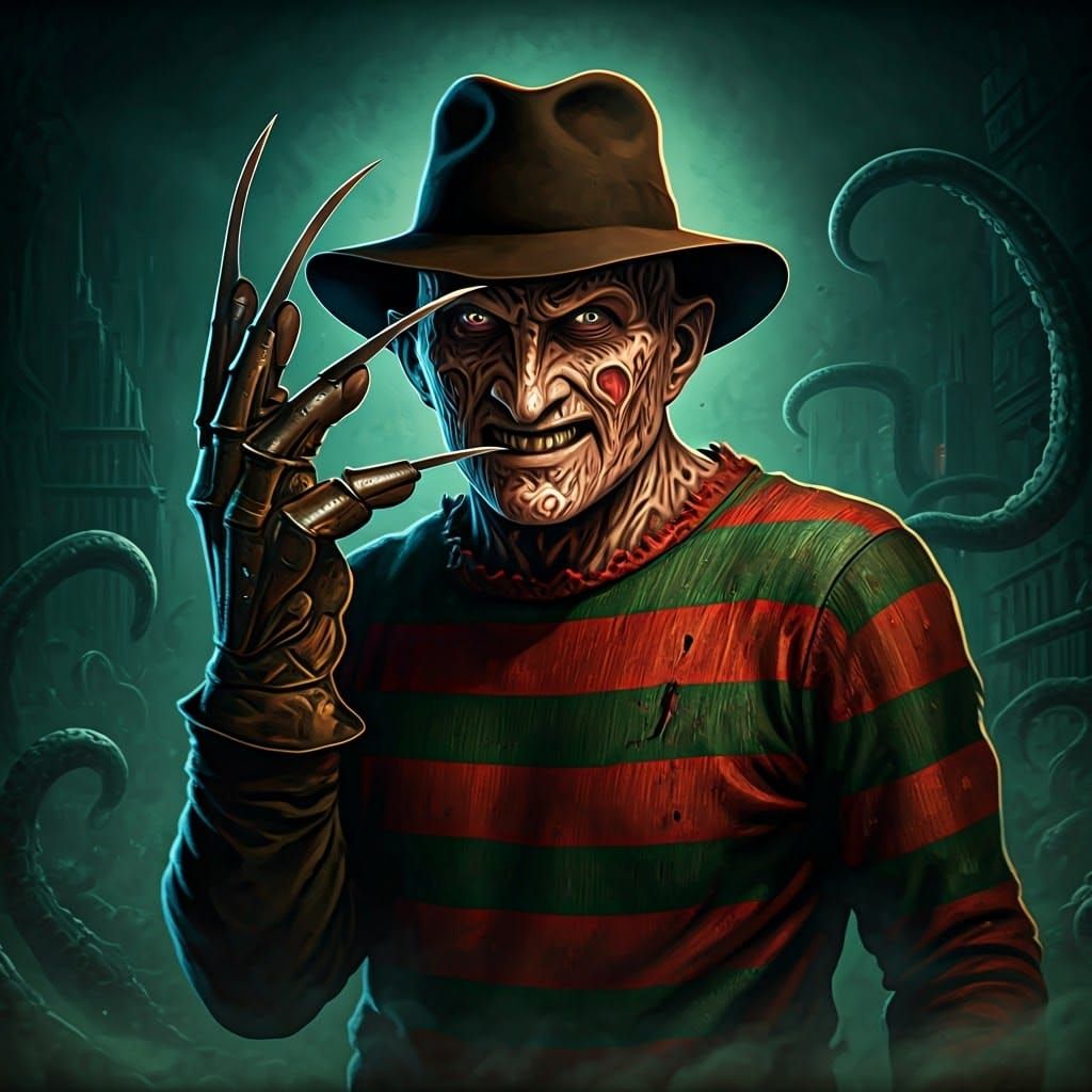 Cthulhu Freddy Krueger Horror Portrait