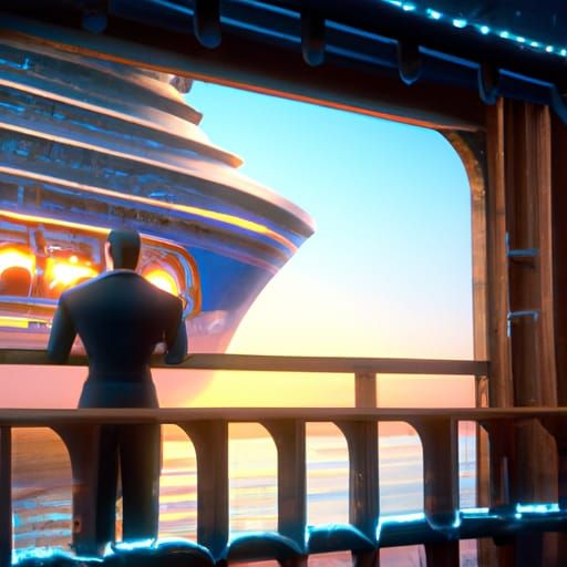 Cruise Departure: A Farewell Scene in Digital Art