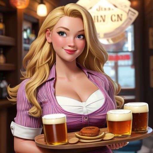 Vibrant Tavern Scene in Oil Painting Style