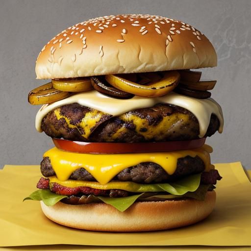 Whimsical Cheeseburger with Caramelized Onions Illustration