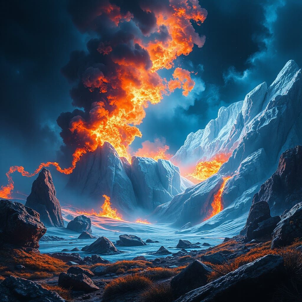Fire and Ice Landscape: Harmony of Opposites