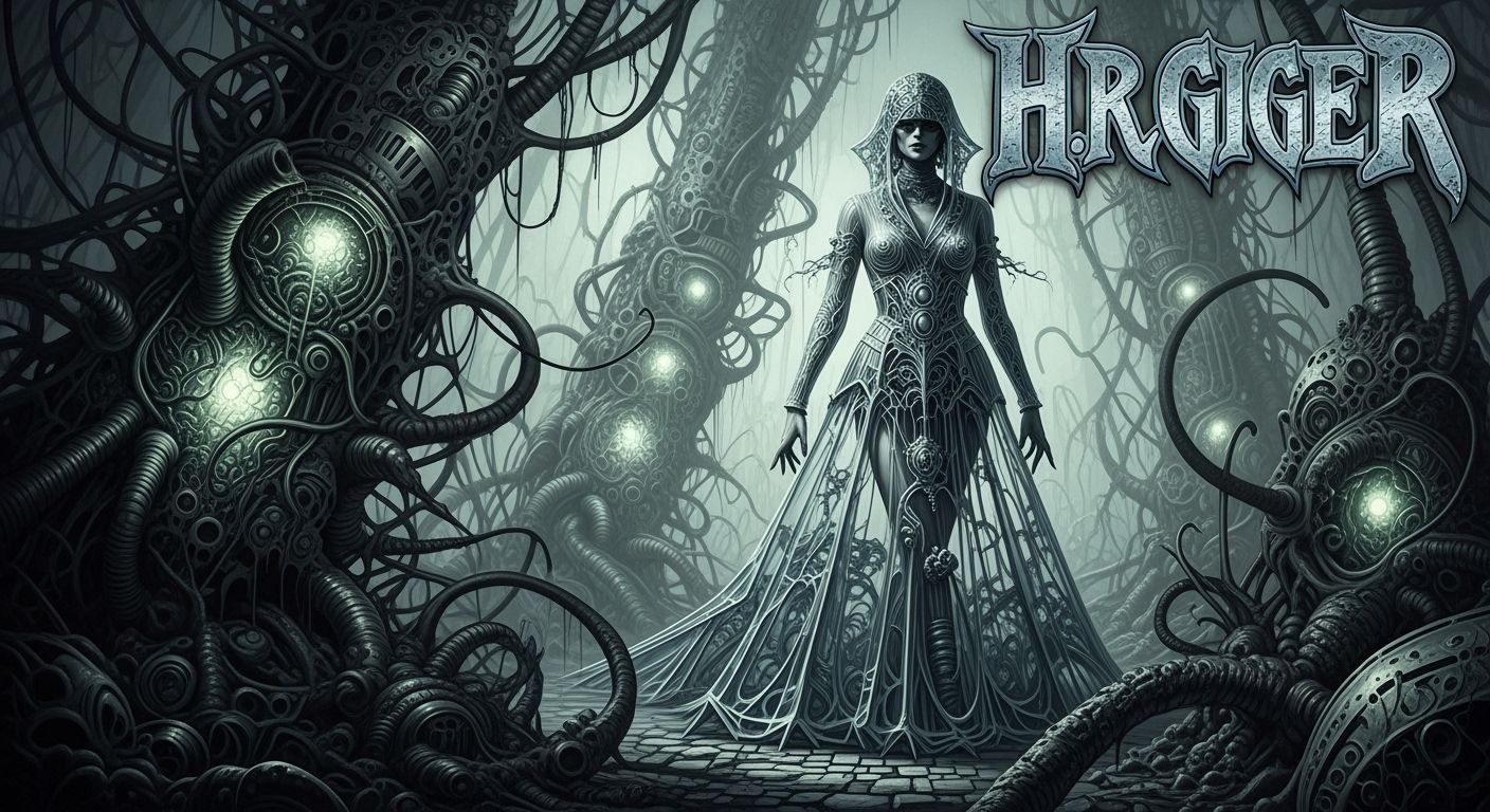 Haunting Woman in Glass Dress: Biomechanical Landscape LP Co...