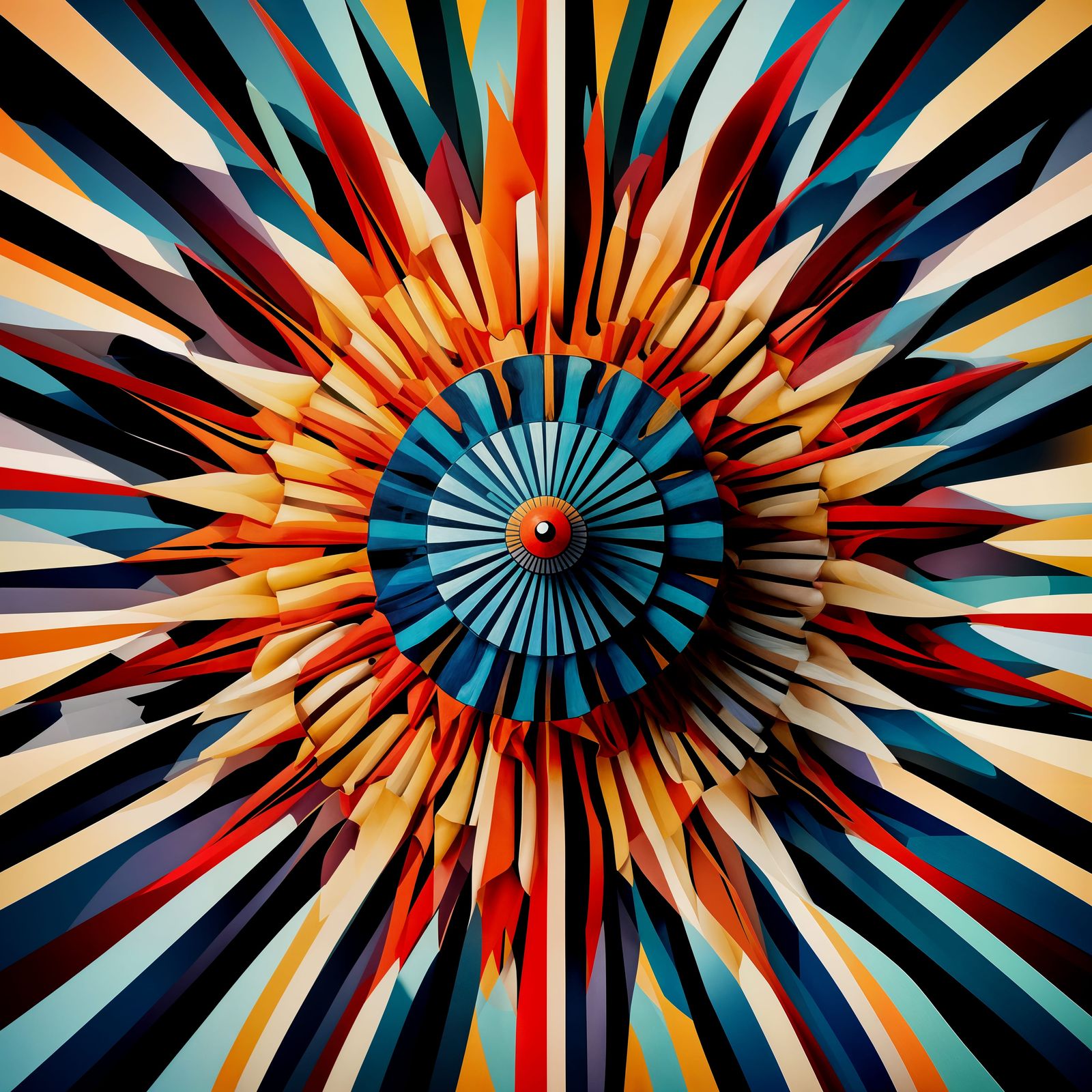 Psychedelic Patterns in Vibrant Colors Swirl from the Center