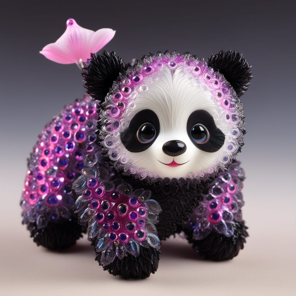 Cute Purple-Eyed Panda: Detailed Fantasy Concept Art