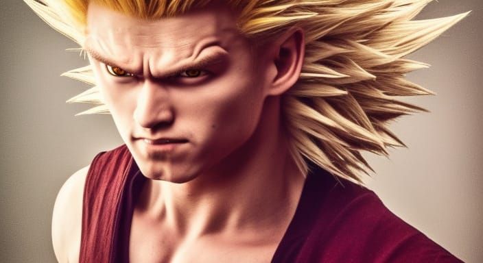 Hyperrealistic Goku Super Saiyan Portrait in Live Action