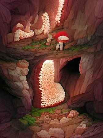Enchanted Mushroom Cave with Bioluminescent Fungi