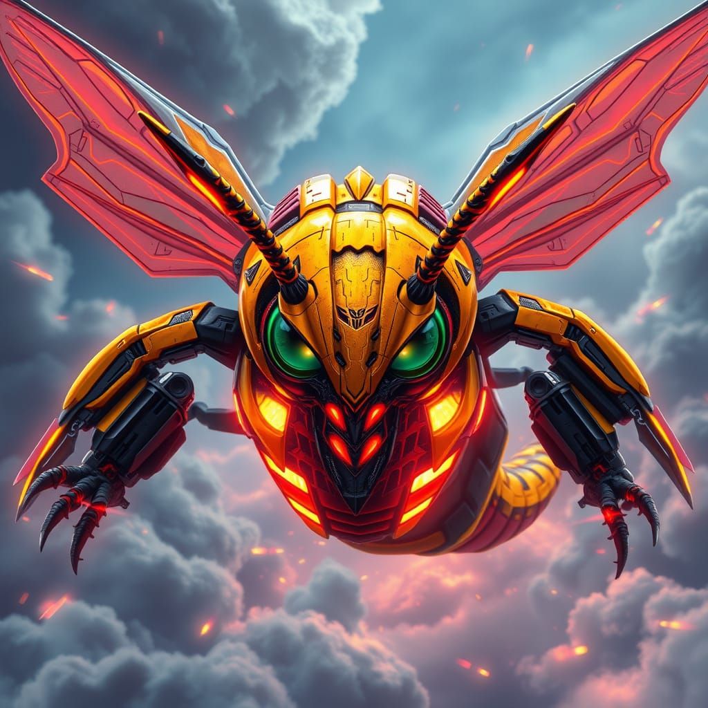 Bumblebee Dragon Hybrid Soaring, Biomechanical Art