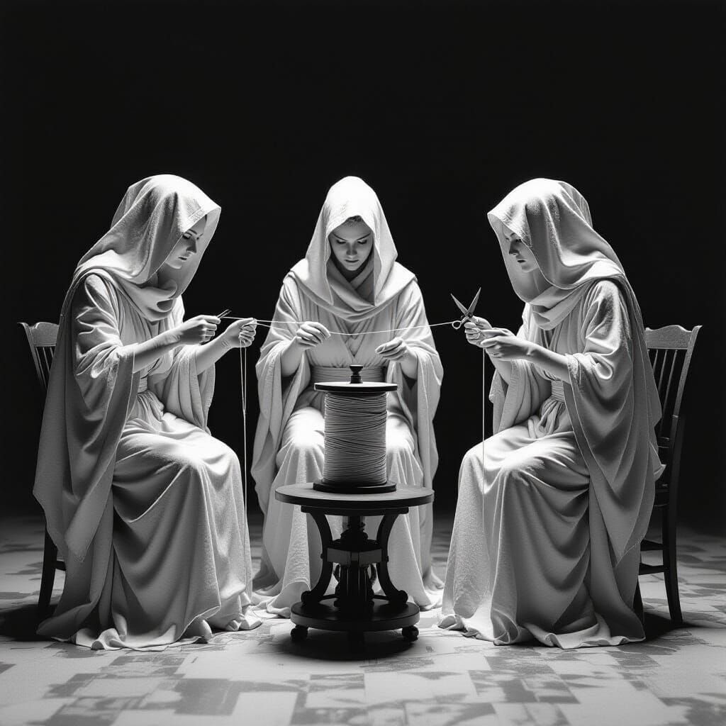 Dramatic Rendition of The Fates in High Contrast
