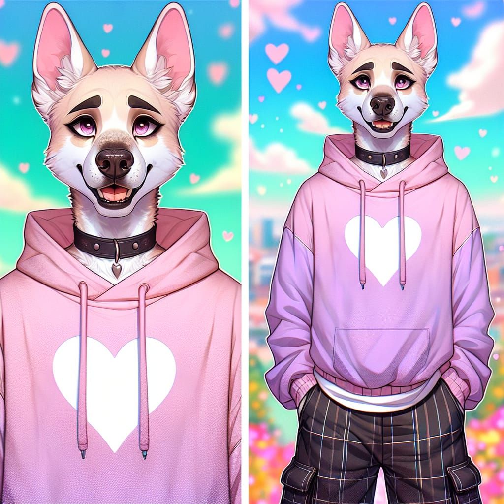 Charming Anthropomorphic Doberman in Lavender Attire