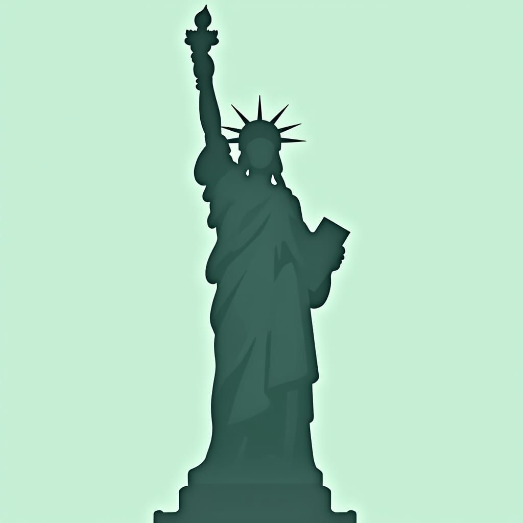 Statue of Liberty Emblem in Clean Futurism Style