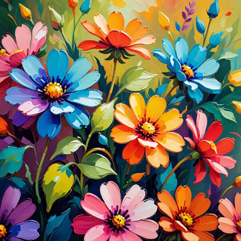 Fauvist Flowers in a Vibrant Oil Painting Style