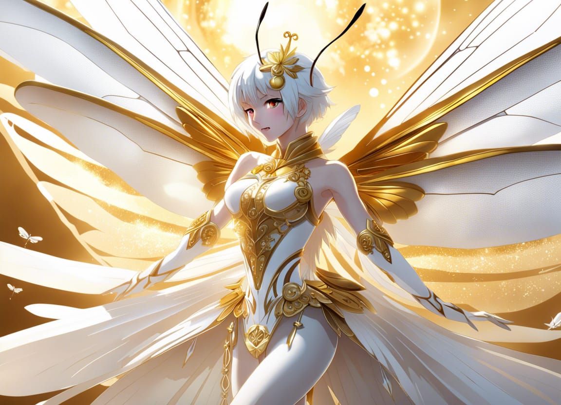Golden Winged Dragonfly: Anime Style Concept Art