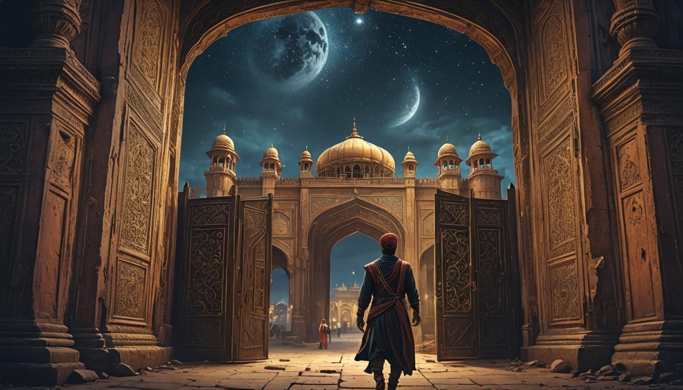 Punjabi Man Exiting Royal Palace at Night