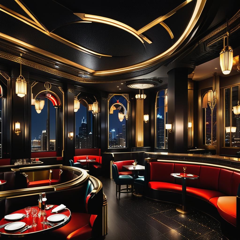 Chicago Pizza Restaurant with Art Deco Interior