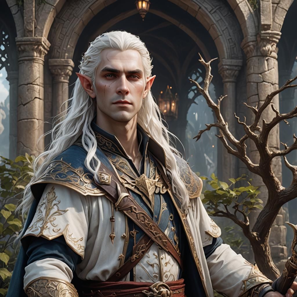 Half-Elf Bard Prince: Detailed Fantasy Art