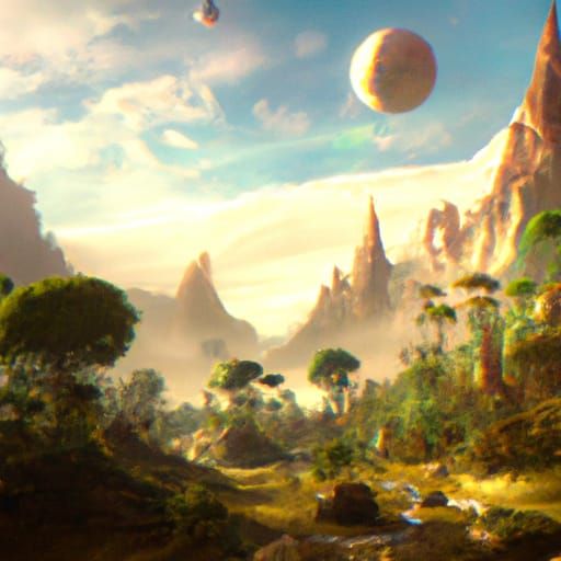 Lush Forest World with Desert Planet