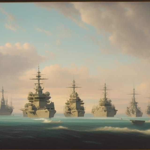 Futuristic Aircraft Carrier Fleet in Hyperrealistic Digital ...