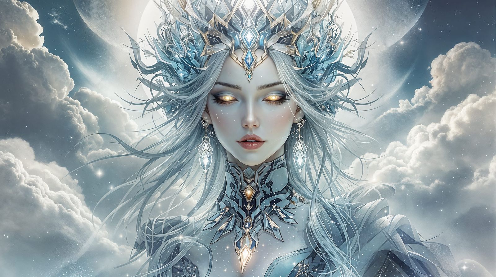 Ethereal Goddess of War in Futuristic Japan